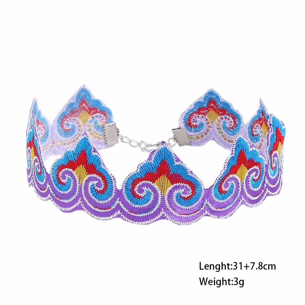 Four colors Embroidery Round Shape Charming Women Wonderful Choker Necklace Statement Gift 2017 New Arrival N4162 | Украшения и