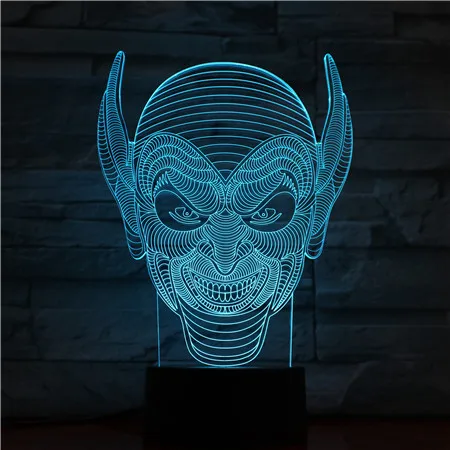 Halloween Jack Clown Creative Night Lamp High Quality Acrylic 3D Lights Baby Bedroom Table with USB Cable Kids BirthdayGift | Лампы и