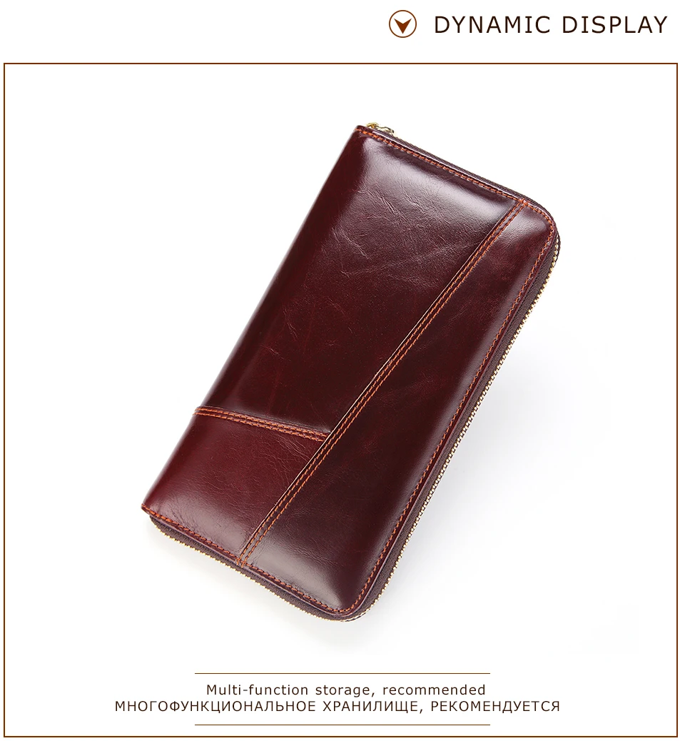 Brand Genuine Cowhide Leather Portomonee Vintage Zipper Male Wallet Wristlets Men Long Phone Clutch with Coin Purse Pocket