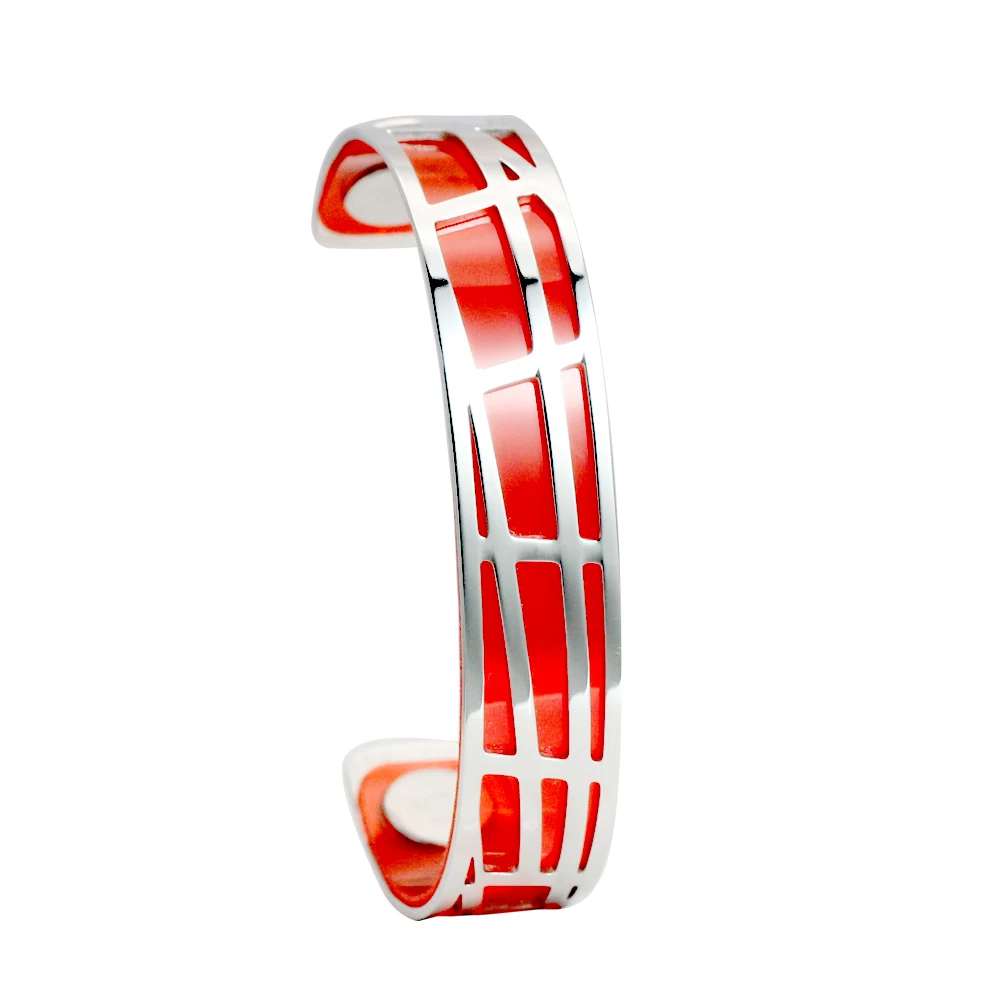 14 mm red Legenstar Argent геометрический браслет из нержавеющей стали и браслет для женщин Manchette Реверсивный прозрачный кожаный браслет - Окраска металла: 14 mm red