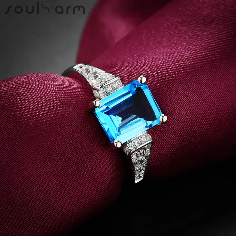 2.8ct Природный Голубой топаз свадебное Кольца или Для женщин 925