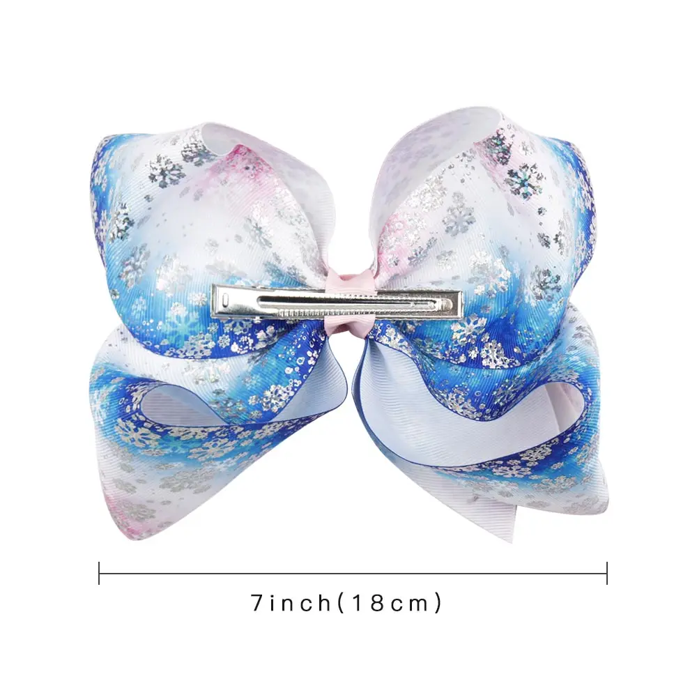 7 дюймов Большая фотография зимняя печать снег акварель заколка для волос