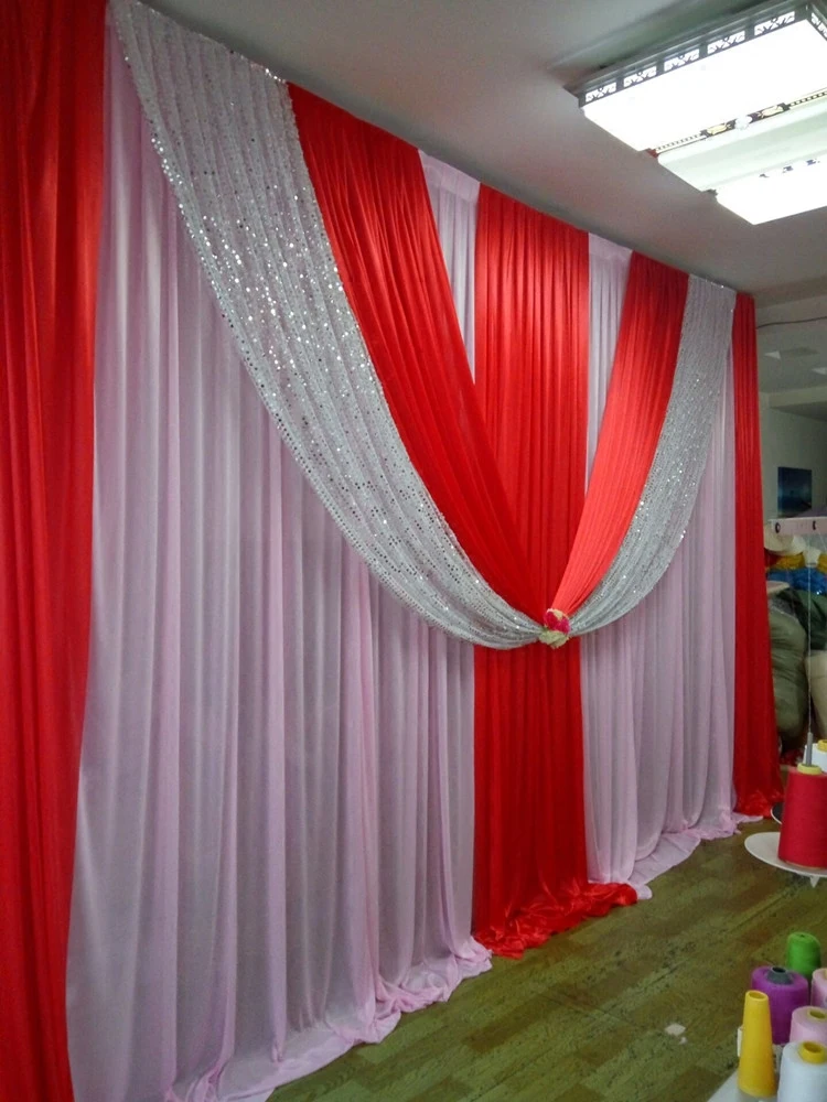 Красный и розовый фон для свадебной фотосъемки из ледяного шелка 3x6 м (10ftx20ft)