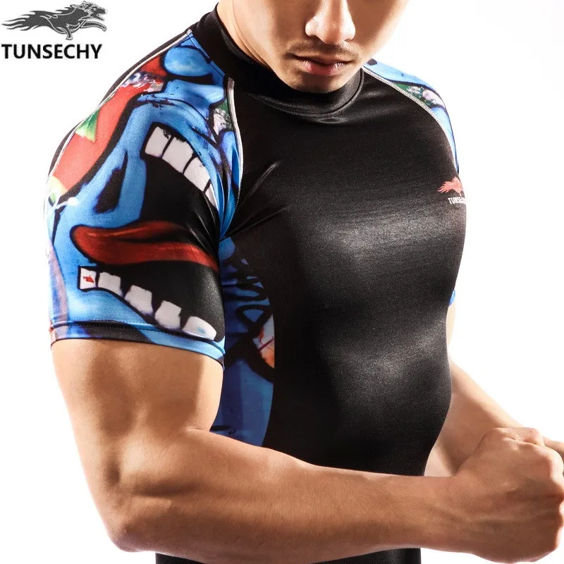 Мужские компрессионные рубашки облегающие термо футболки с коротким рукавом