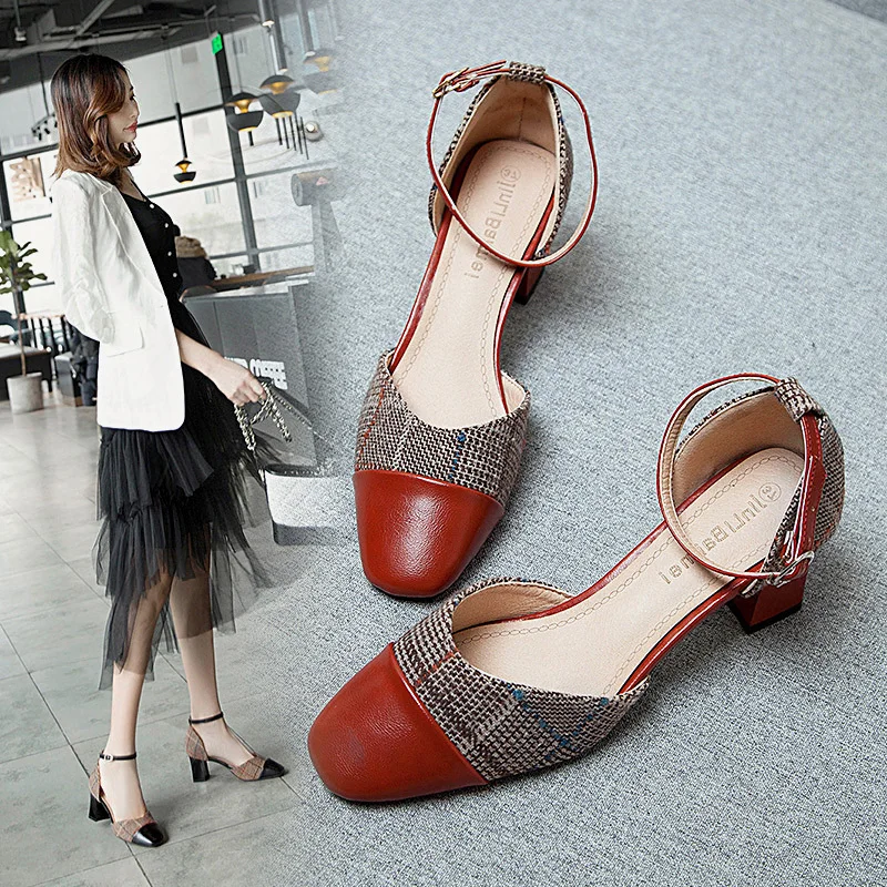 Женские сандалии из жаккардовой ткани Женская Классическая обувь туфли в клетку