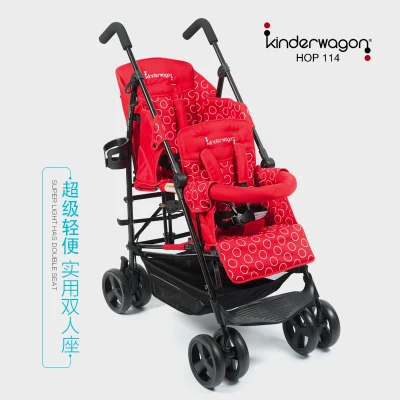 Red B Kinderwagon, двойная детская коляска, большой светильник, складной, супер светильник, для близнецов, детская коляска, две коляски, коляска с автокреслом - Цвет: Red B