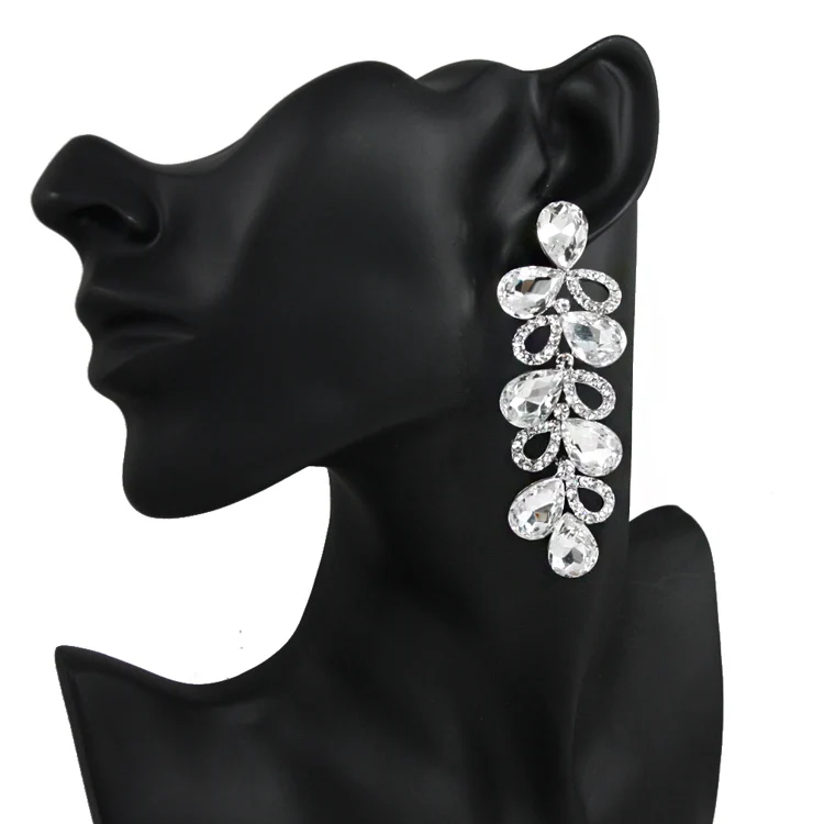 OCESRIO роскошный большой длинный кристалл Шампанское золотые серьги для женщин