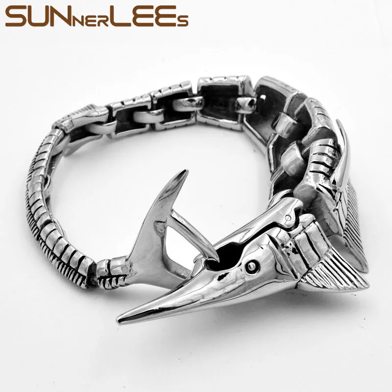 SUNNERLEES 316L нержавеющая сталь браслет хип-хоп Рок Панк меч звено цепи для мужчин женщин модные украшения подарок SSB12