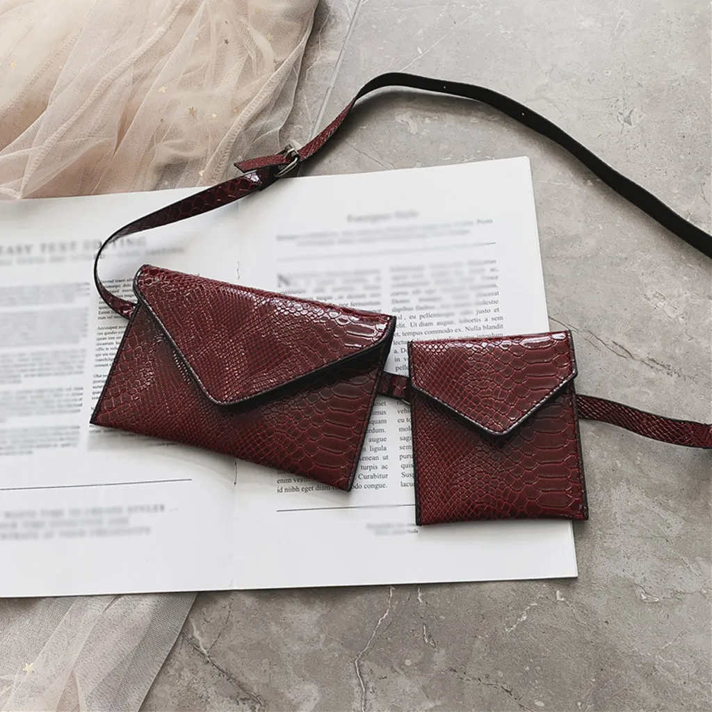

Womens Waist Bag 2Pcs Outdoor Hasp Alligator Pattern Messenger sac banane femme saszetka na biodra women waist bags women travel
