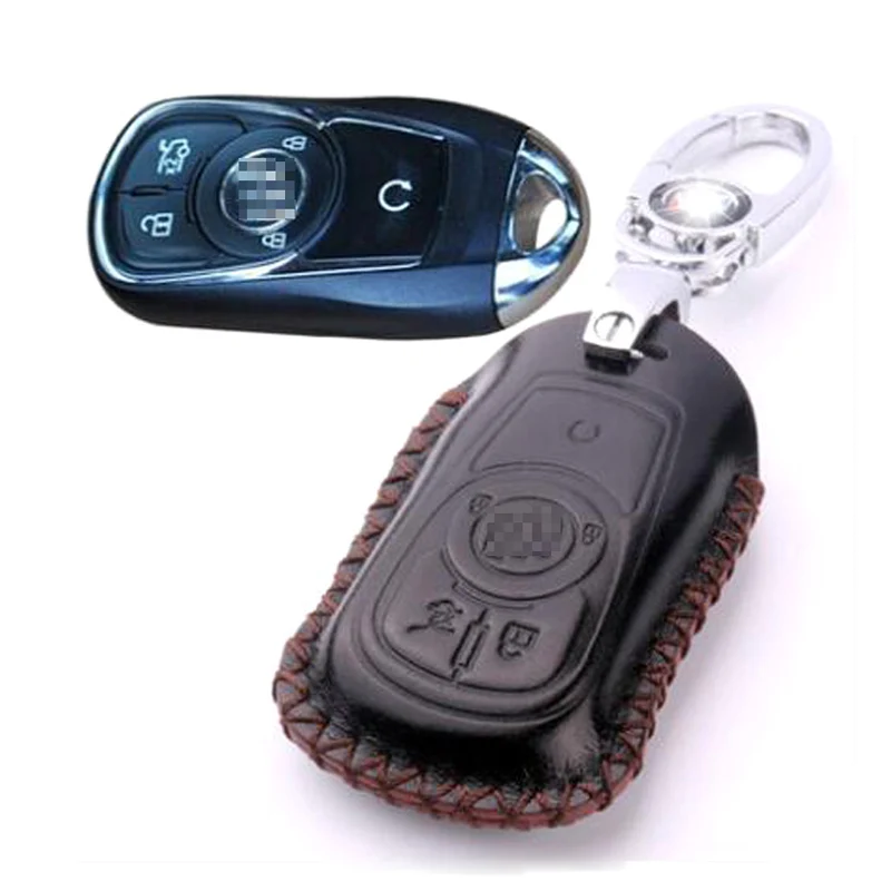 

Genuine PU Leather Remote Key Bag Case Fob Holder Chain For Buick Series G Style