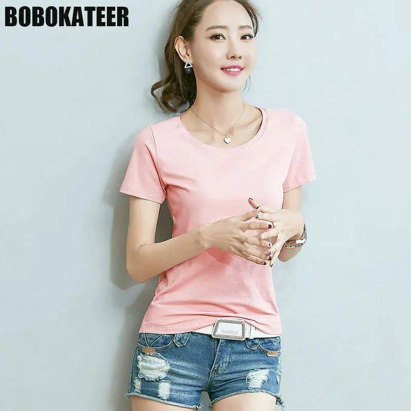 Женская футболка BOBOKATEER хлопковая Футболка большого размера для лета 2018|camisetas