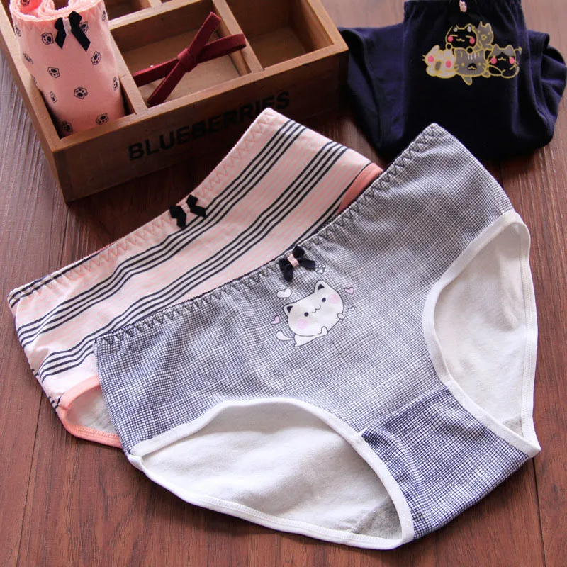 Брюки для женщин новое Милое сексуальное нижнее белье девочек с рисунком кота