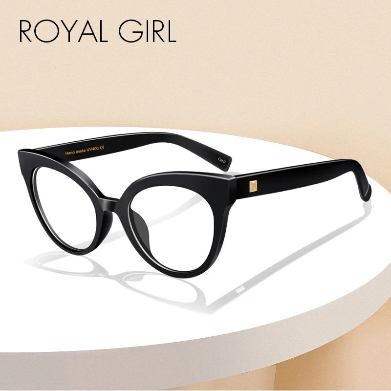 ROYAL GIRL кошачий глаз оптические очки для женщин очки ботаника Элитный бренд негабаритных Винтаж Ясно глаз оптический Рамки Óculos os002