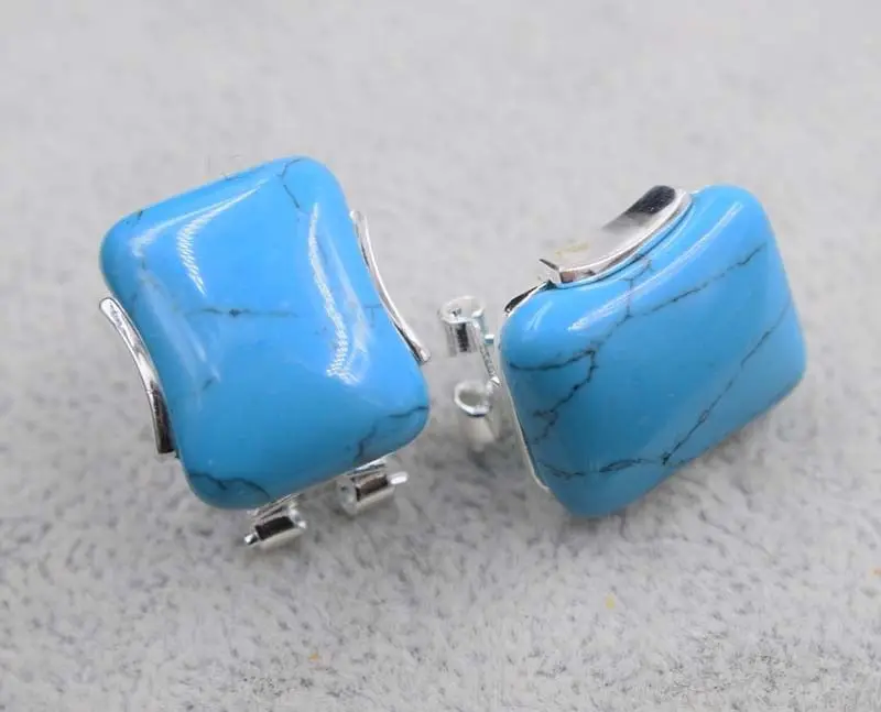 Howlite зеленый квадрат 15*20 мм серьги гвоздики натуральные оптовые