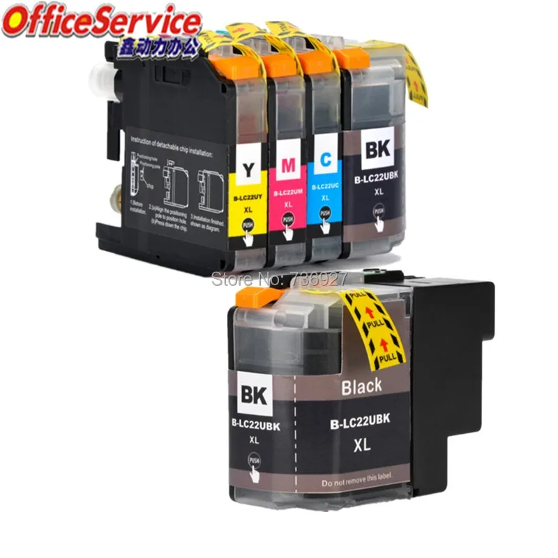 5X совместимый чернильный картридж LC22U LC22UXL полные Чернила для Brother DCP J785DW MFC J985DW