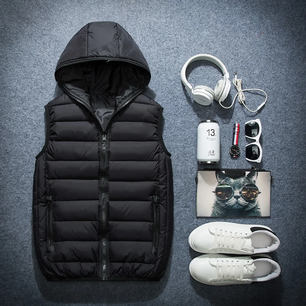 Мужской жилет с капюшоном Mu Yuan Yang осенне зимний без рукавов верхняя одежда и
