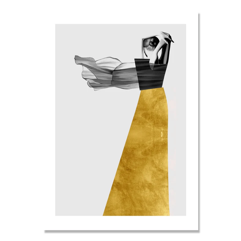 Nordic Style Abstract Gold Yellow Poster Wall Picture Print Art Canvas Painting Modern Home Cuadros Decoration Salon Unframed | Дом и сад