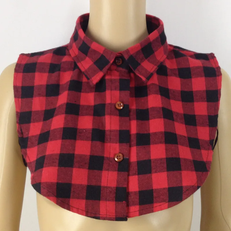 Мужские и женские съемные воротники Поддельный Воротник классический плед все