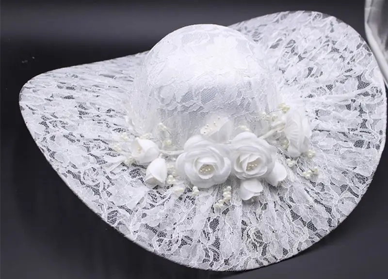 White-Lace Красная белая свадебная шляпа, Элегантные Свадебные шляпы для женщин, шляпка невесты, свадебные аксессуары, женские свадебные аксессуары - Color: White-Lace