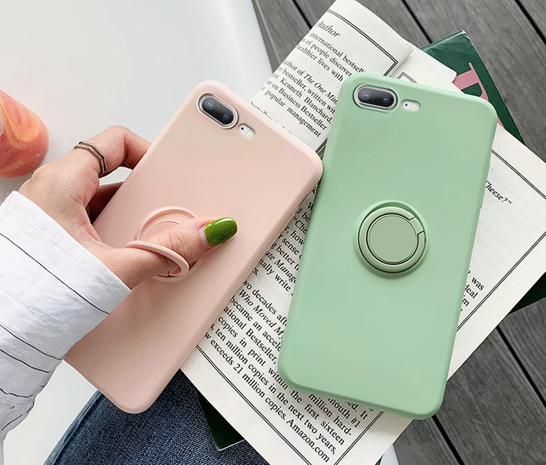SoCouple жидкостный мягкий силиконовый держатель для телефона чехол для iphone 11 Pro Max X Xs max XR 7 8 6 6s plus сплошной цвет кольцо ручка чехол для телефона