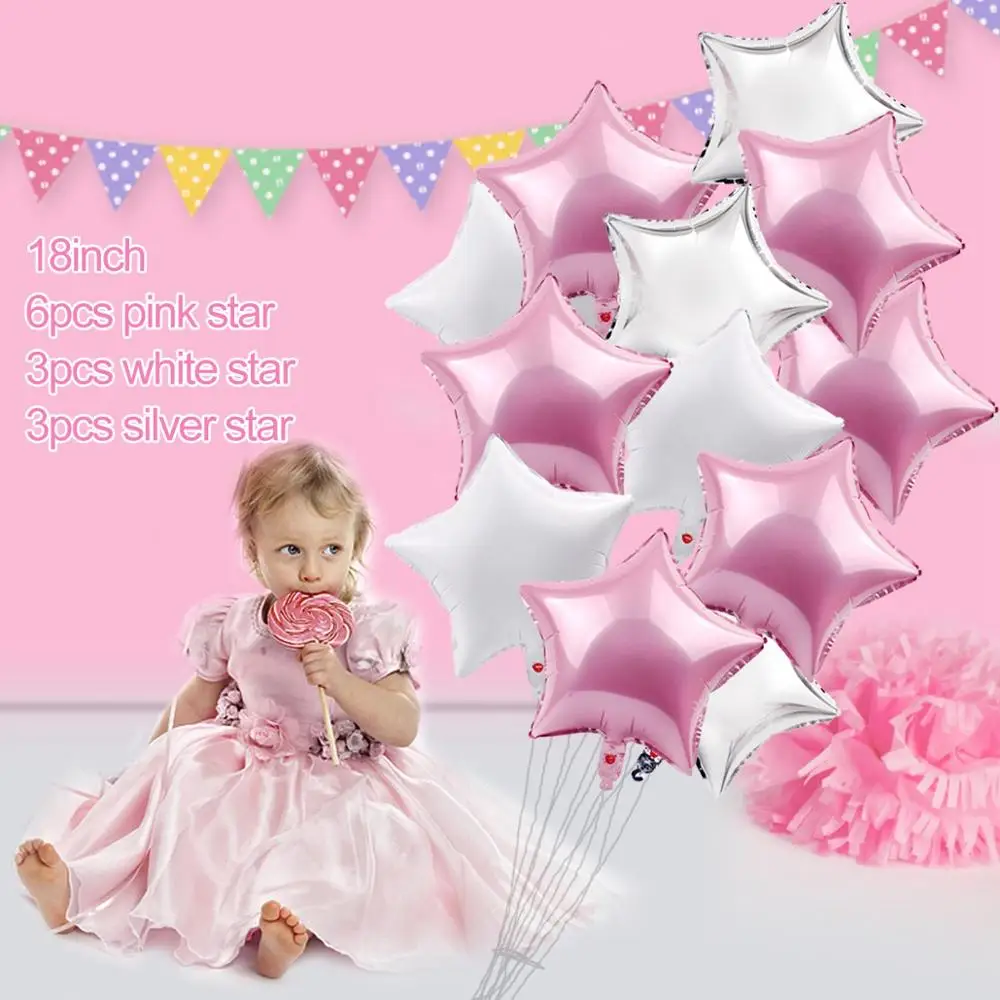 pink silver star FENGRISE балоны на 1-й День рождения воздушный шар на 2-й день рождения От 1 до 2 лет для первого дня рождения декоративный латексный шар для детей - Цвет: pink silver star