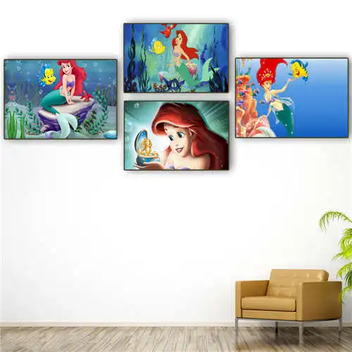 На заказ Русалочка (1) Печатный постер ткань настенное искусство картины для