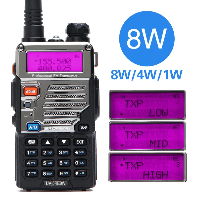 BaoFeng портативная рация 8 Вт 10 км два диапазона UV5R двухстороннее радио VOX фонарик