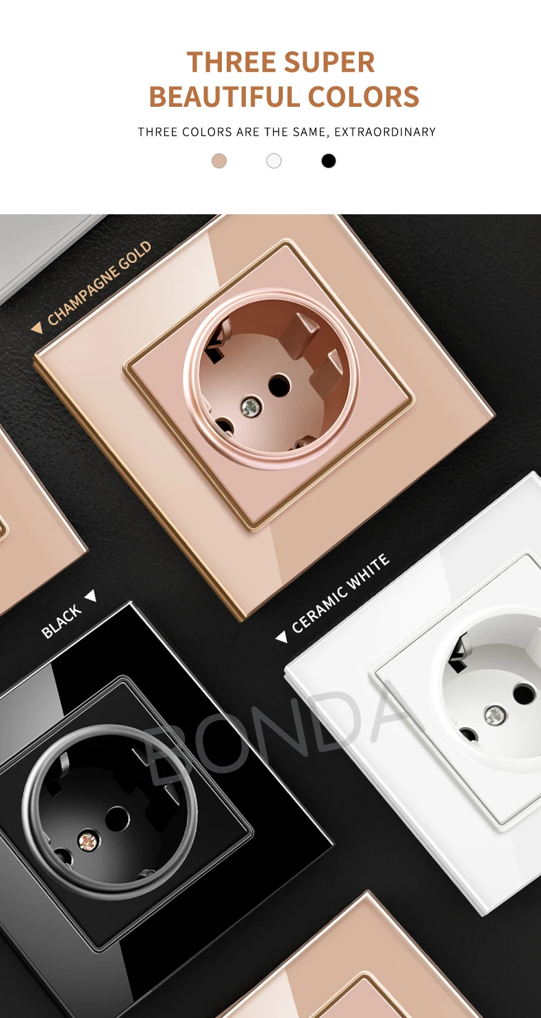 BONDA, двойной USB разъем питания, ЕС, немецкий стандарт, настенная розетка, зарядное устройство, адаптер, электрическое настенное зарядное устройство, адаптер, панель из закаленного стекла