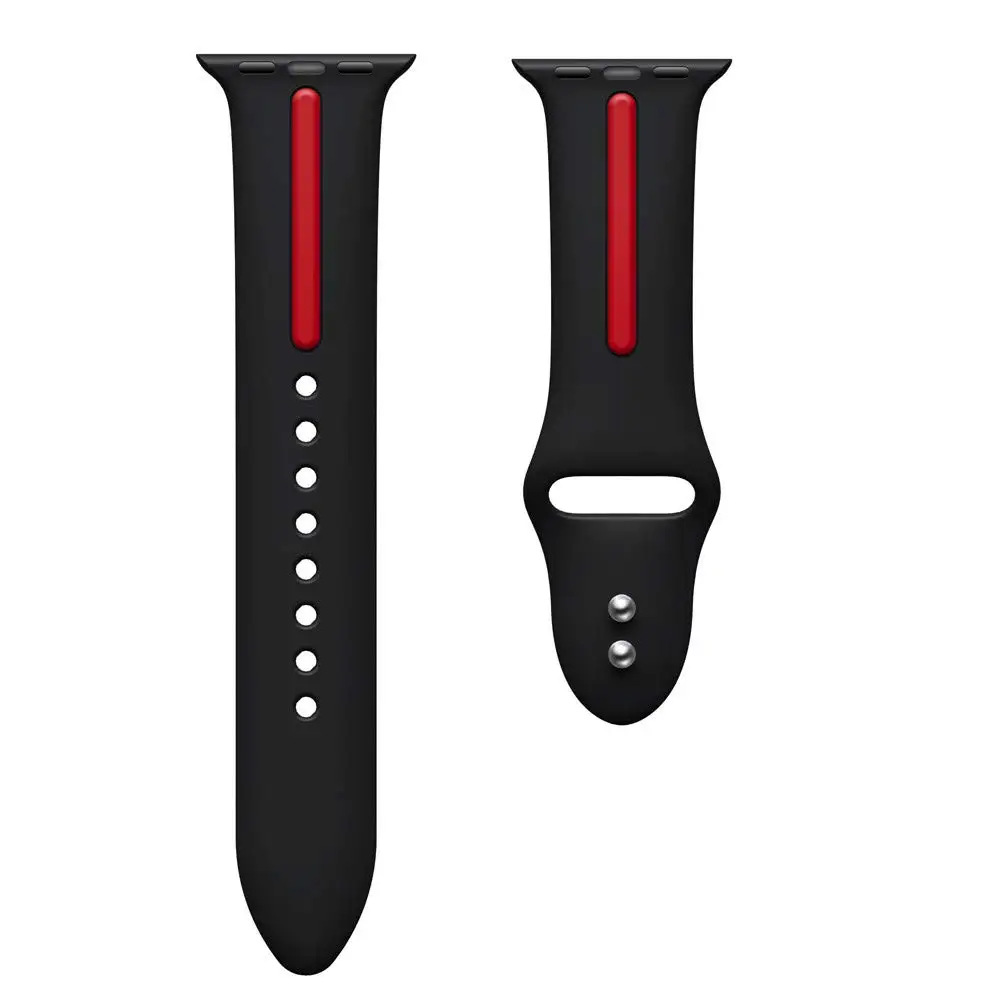 Спорт на открытом воздухе силиконовый двойной Цвет браслет ремешок для apple watch band 44/40/42/38 мм Мужские/Женские часы ремешок для iwatch серии 4 3 2 1
