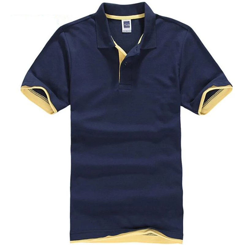 Navy with yellow Футболка мужская новая летняя хлопковая дышащая футболка camisetas hombre мужская повседневная теннисная футболка с коротким рукавом футболка верхняя одежда - Цвет: Navy with yellow