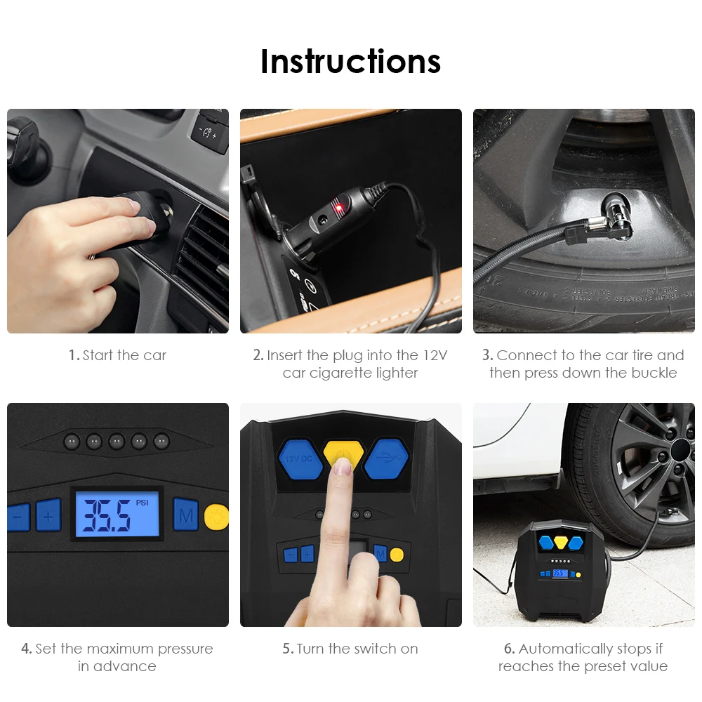 DC 12 В воздушный компрессор для автомобиля насос видов транспортных средств ABS