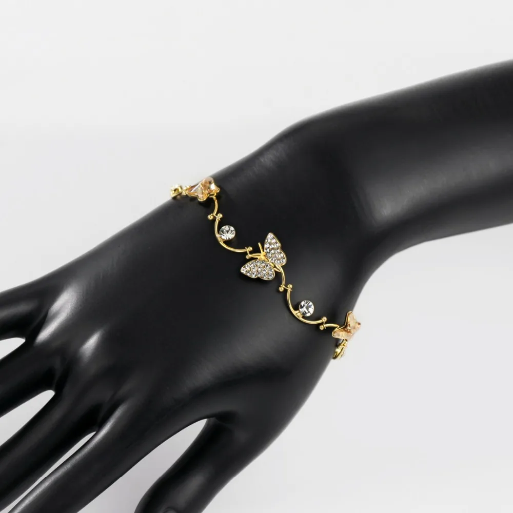 Neoglory Австрия Стразы Бабочка Кристалл Шарм Браслеты и браслеты для женщин девушки