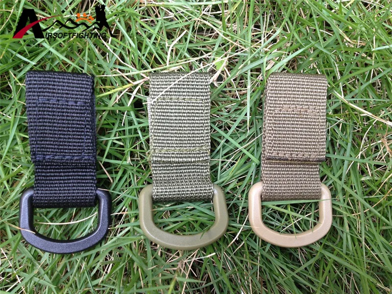 Tactical Nylon Molle Webbing Belt D-Ring Carabiner Buckle Outdoor Camping Hiking Backpack Keychain Hanger Key Hook