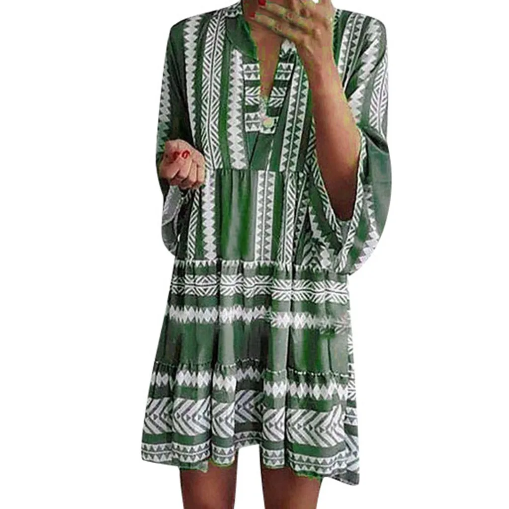 Женское платье с цветочным принтом JAYCOSIN длинное богемное коротким рукавом и v