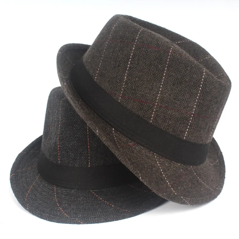 Шапка-трилби Мужская зимняя в полоску Классическая Панама с полями винтажном