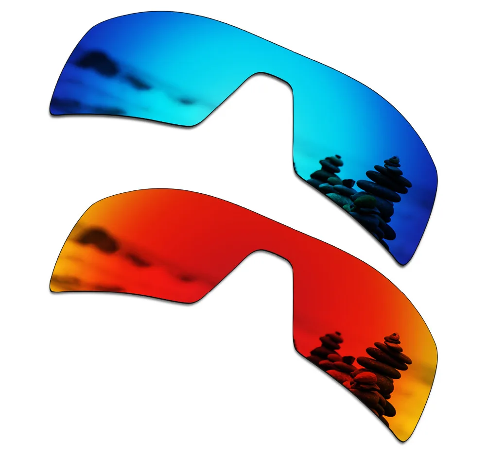 

SmartVLT 2 PCS Polarized Sunglasses Replacement Lenses for Oakley Oil Rig Ice Blue and Fire Red