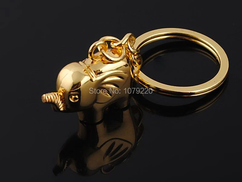 HJ золотой брелок из сплава слона полированный хром Классический 3D кулон