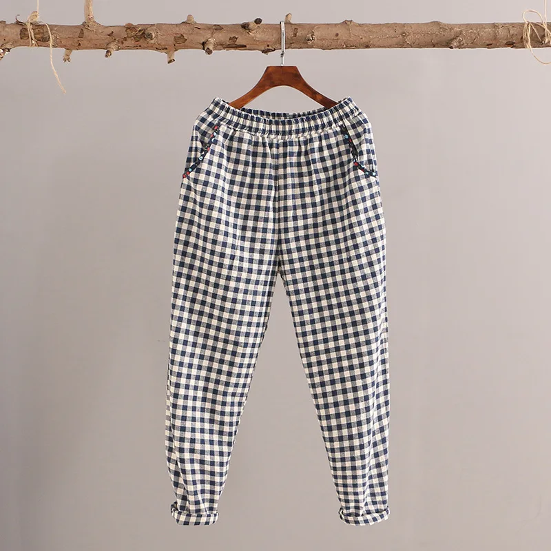 Шаровары 2018 весна лето новые женские эластичные талии длинные брюки темно синие