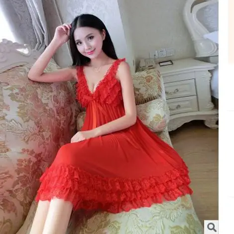 red 2 pieces set Сексуальные длинные ночные рубашки, нижнее белье принцессы, большие размеры, ночные рубашки, женские летние красные, черные платья, одежда для невесты, ночное платье - Цвет: red 2 pieces set