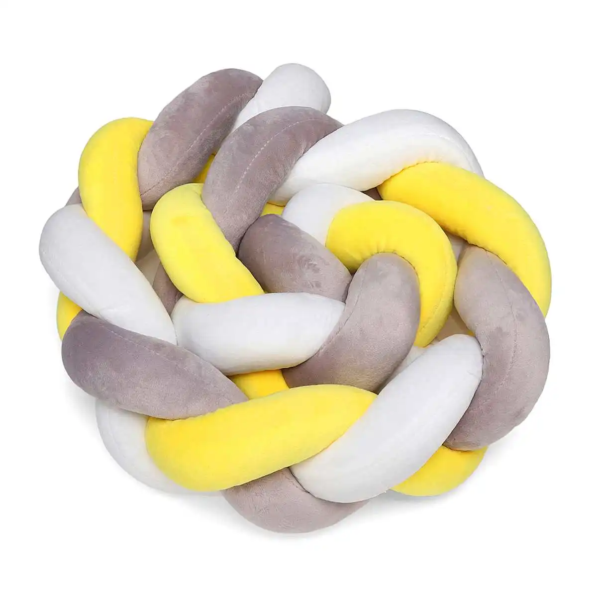 White gray yellow 1,5 м минимализм хлопок детские постельные принадлежности кроватки бамперы Crea. tive Плетеный длинный узел мяч Подушка протектор подушка Новорожденный ребенок - Цвет: White gray yellow