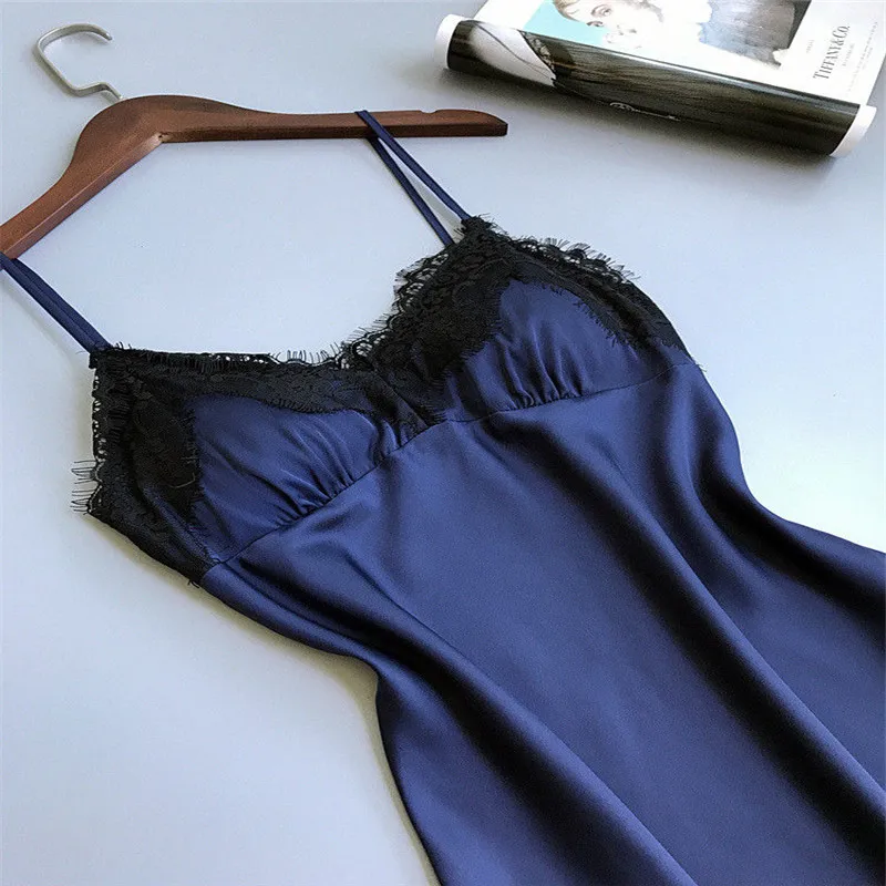 Сексуальное Кружевное тонкое шелковое платье без рукавов с открытой спиной