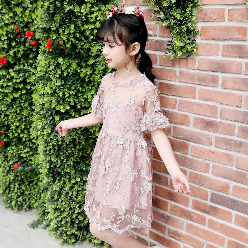 Платье для девочек новинка 2018 летнее кружевное платье принцессы детская одежда