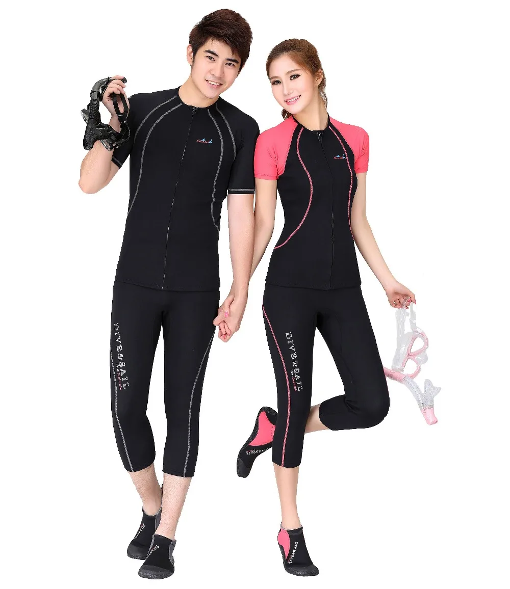 

7-Cropped Pants+2 pieces design Shorty 1.5mm Wetsuit for Men and Women Lycra and 1.5mm Neoprene Short Sleeve Top