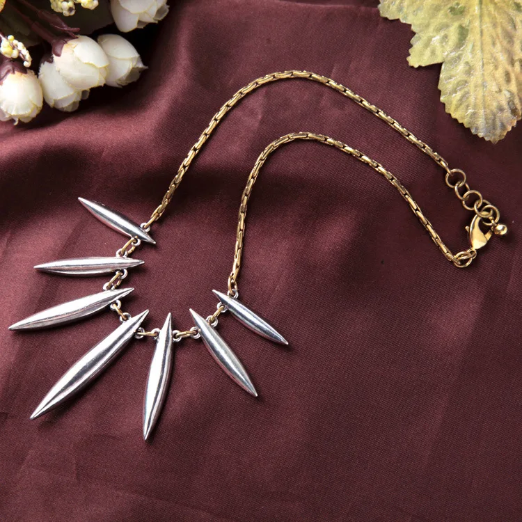 JC100 Новый Серебряный Дурман Спайк Ожерелье Мода Марка Кристалл Листьев Подвеска