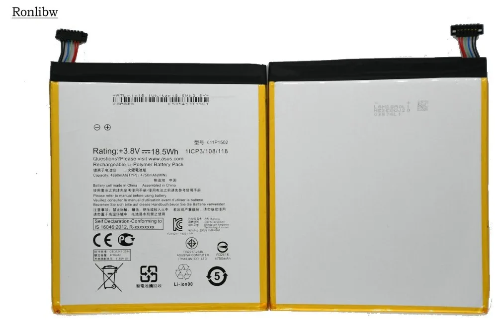 Ronlibw 4890mAh Телефон C11P1502 Замена батареи для ASUS ZenPad 10 Z300C Z300CL Z300CG