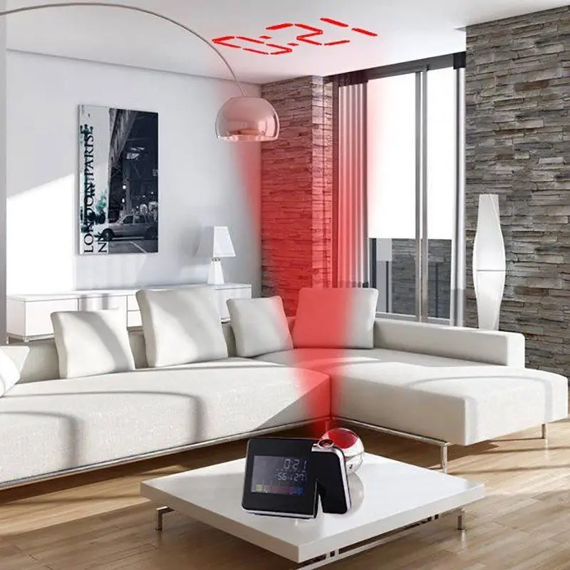 Светодиодный Будильник с проекцией температуры Настольный цифровой будильник цветным ЖК дисплеем и