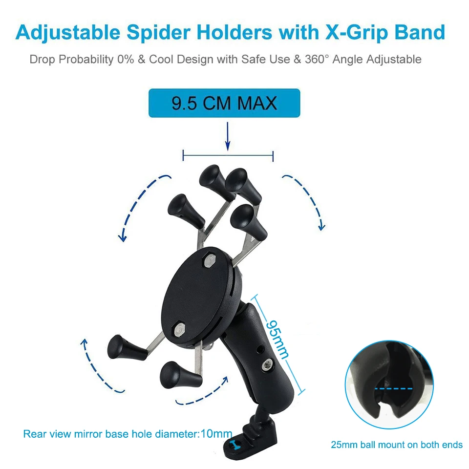 adjustable lazy cell phone holder motorcycle rear view mirror handlebar mount stand support for smart mobile phone moto holder free global shipping