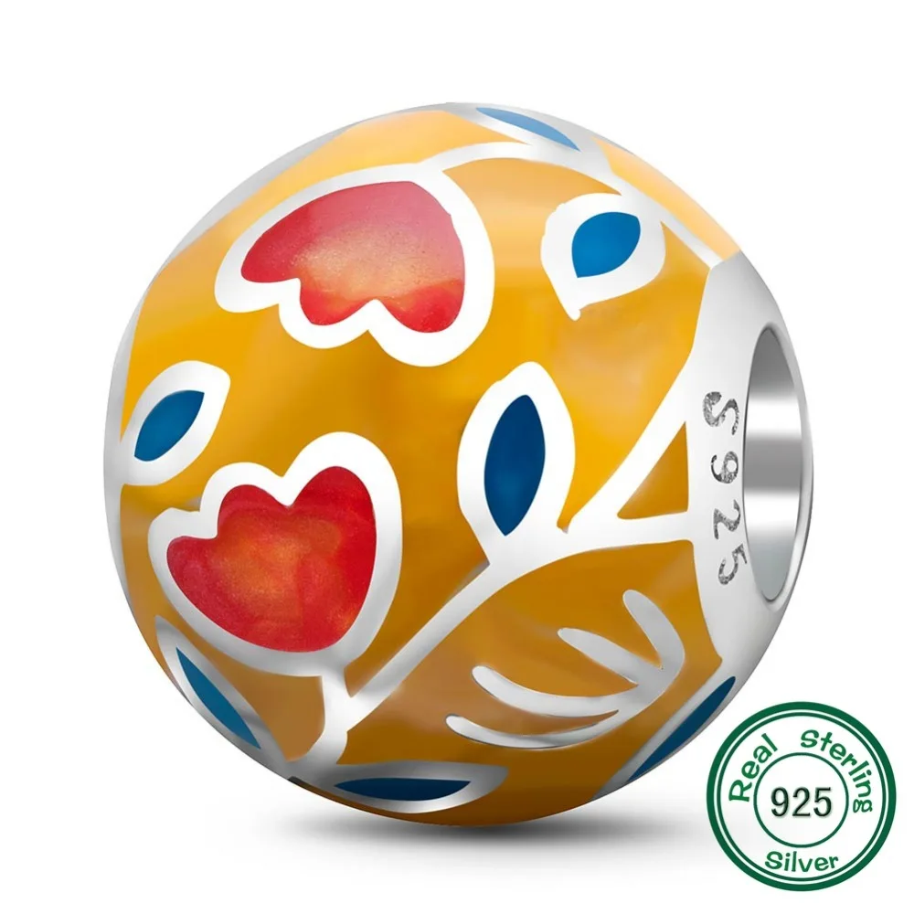 Чавин Аутентичные 925 стерлингового серебра тюльпан Шарм бисера женщина подарок