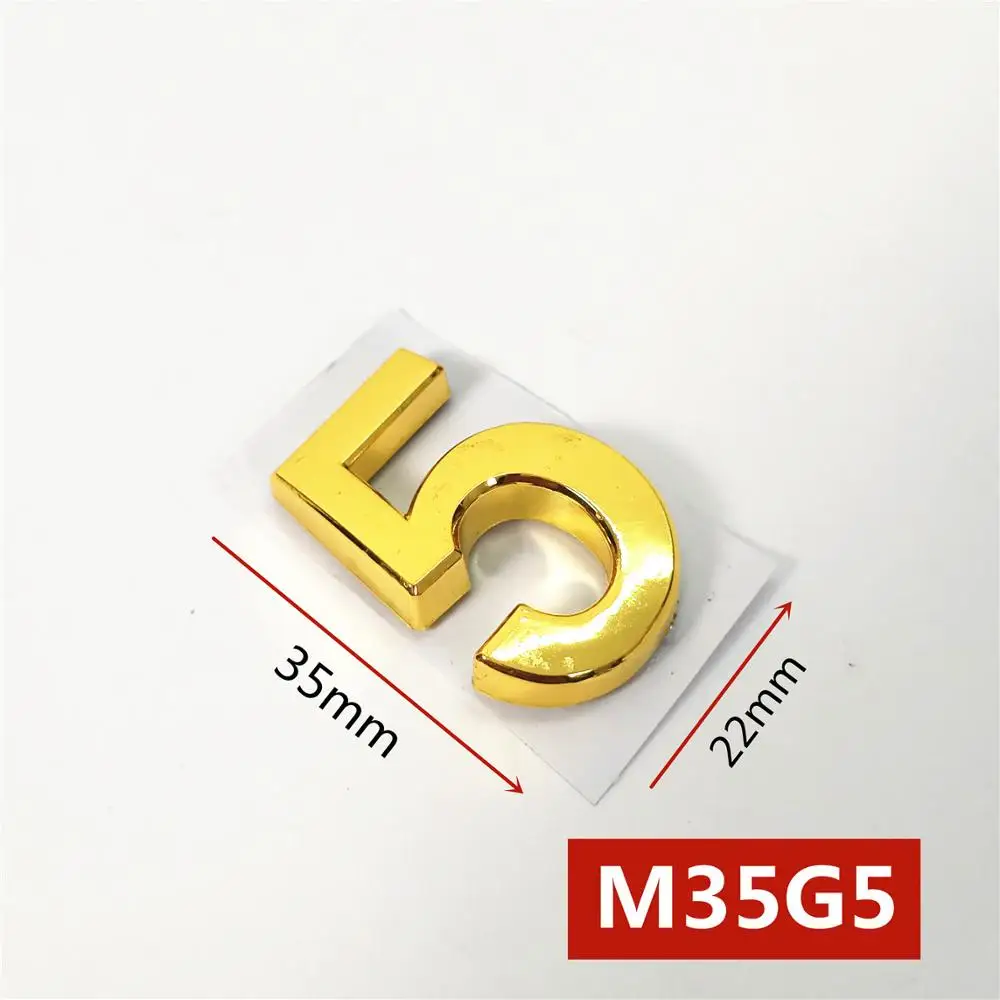 35 мм x 22 мм ABS пластиковая дверная пластина цифра золотой цвет самоклеющиеся 0-9 номера двери индивидуальные дом Адрес знак# M35G - Цвет: 5