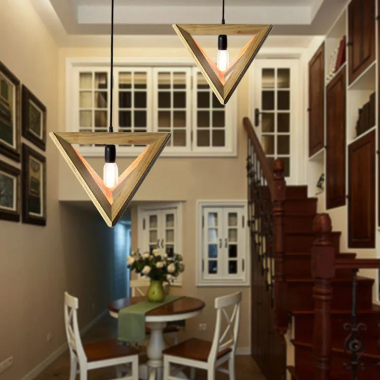 Винтажная Подвесная лампа из дуба в стиле ретро провод E27 висячий светильник для